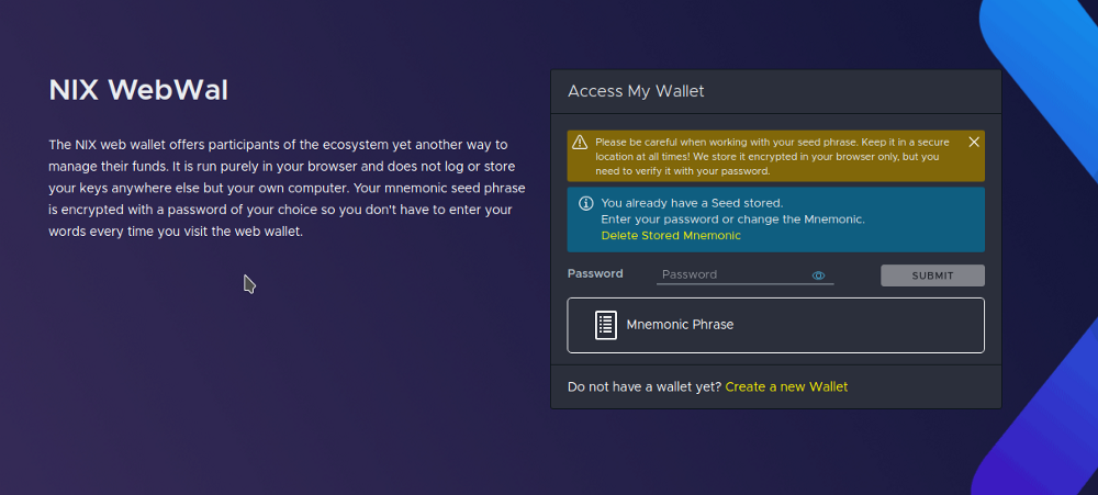 NIX Wallet project screenshot